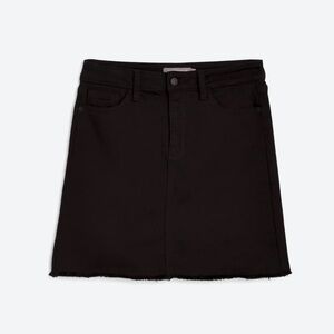 Just Black Black Denim Mini Skirt Size L Raw Hem Casual